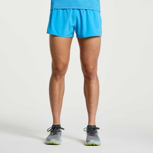 AZURE Saucony Outpace 2.5" Split Men's Shorts | Philippines S81043-C64