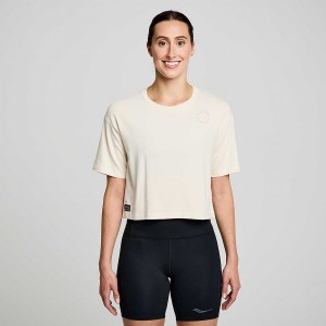 Beige Saucony Recovery Boxy Tee Women's T Shirts | Philippines S25164-W57