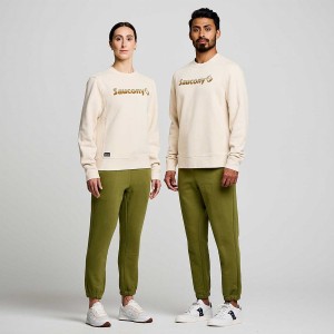 Beige Saucony Recovery Crew Men's Sweatshirt | Philippines S69153-U24