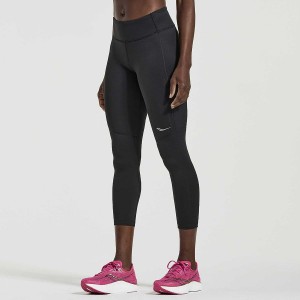 Black Saucony Fortify Crop Women's Tight | Philippines S30746-N23