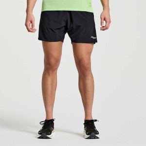 Black Saucony Outpace 5" Men's Shorts | Philippines S87103-M17