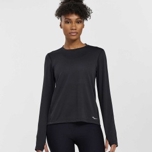 Black Saucony Stopwatch Long Sleeve Women's T Shirts | Philippines S57829-M10