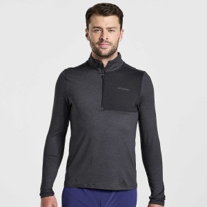 Black Saucony Sunday 1/4 Zip Men's Tops | Philippines S32740-H48