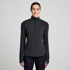 Black Saucony Triumph 3D 1/2 Zip Women's Tops | Philippines S71964-P63