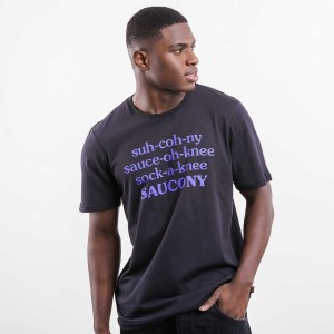 Black Saucony X Frank Cooke Rested Men's T Shirts | Philippines S80451-S45