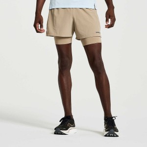 Blue Grey Saucony Outpace 4" 2-in-1 Men's Shorts | Philippines S86047-C90