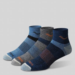 Blue Saucony Inferno Merino Wool Blend Quarter 3-Pack Women's Socks | Philippines S57249-X51