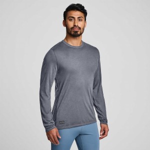 Blue Saucony Peregrine Merino Long Sleeve Men's T Shirts | Philippines S62470-J42