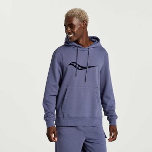 Blue Saucony Rested Men's Hoodie | Philippines S92307-Q70