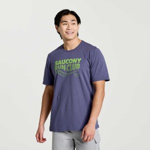 Blue Saucony Rested Men's T Shirts | Philippines S60354-R84