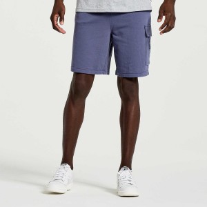 Blue Saucony Rested Sweat Men's Shorts | Philippines S73689-V12