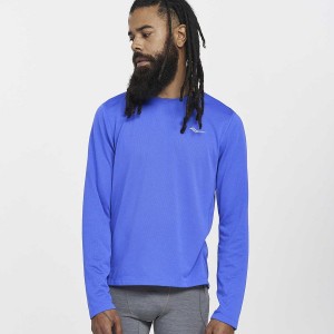 Blue Saucony Stopwatch Long Sleeve Men's T Shirts | Philippines S42593-J20