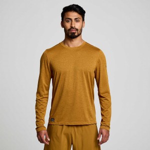 Brown Saucony Stopwatch Long Sleeve Men's T Shirts | Philippines S80274-M53