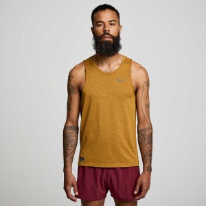 Brown Saucony Stopwatch Singlet Men's Tank Top | Philippines S92730-R08