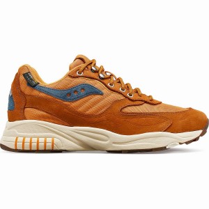 Brown / Red Saucony 3D Grid Hurricane Endless Knot Men's Sneakers | Philippines S82093-F57