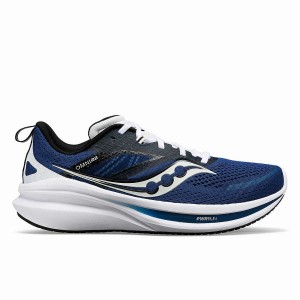 Bule / White Saucony Omni 22 Wide Men's Running Shoes | Philippines S40362-P90