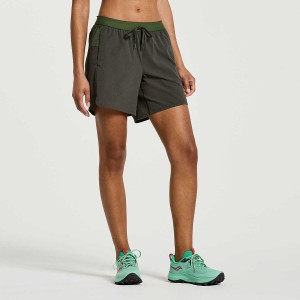 Dark Green Saucony Explorer Utility 6" Women's Shorts | Philippines S15240-M74