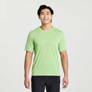 Green Saucony Stopwatch Short Sleeve Men's T Shirts | Philippines S52398-Q96