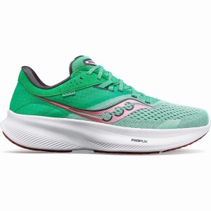 Green / Pink Saucony Ride 16 Wide Women's Running Shoes | Philippines S27619-D17