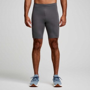 Grey Saucony Fortify Lined Half Men's Tight | Philippines S12657-G48