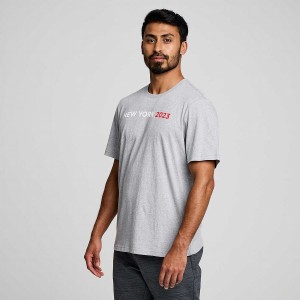 Grey Saucony New York Rested Men's T Shirts | Philippines S91437-P63