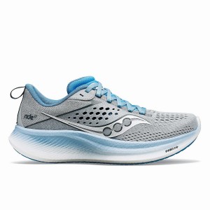 Grey / Blue Saucony Ride 17 Wide Women's Running Shoes | Philippines S60915-C75