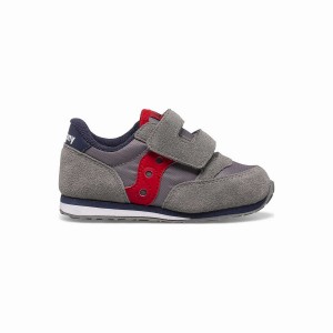 Grey / Navy / Red Saucony Jazz Hook & Loop Kids' Sneakers | Philippines S73809-K94