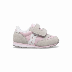 Grey / Pink / White Saucony Baby Jazz Hook & Loop Kids' Sneakers | Philippines S05381-T20