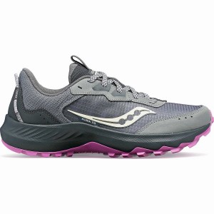 Grey / Purple Saucony Aura TR Wide Women's Trail Running Shoes | Philippines S90138-Y13