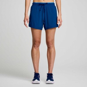 Indigo Saucony Outpace 5" Women's Shorts | Philippines S18209-Q92