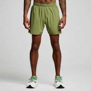 Khaki Saucony Outpace 5" Men's Shorts | Philippines S96804-D93