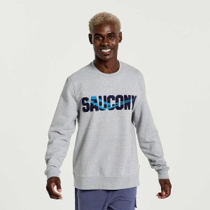 Light Grey Saucony Rested Crewneck Men's Sweatshirt | Philippines S20896-B48