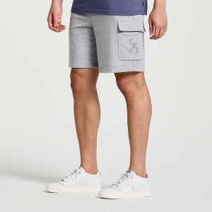 Light Grey Saucony Rested Sweat Men's Shorts | Philippines S85294-B54