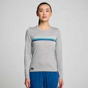 Light Grey Saucony Stopwatch Graphic Long Sleeve Women's T Shirts | Philippines S56371-G03