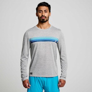 Light Grey Saucony Stopwatch Graphic Long Sleeve Men's T Shirts | Philippines S87510-E84