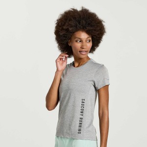 Light Grey Saucony Stopwatch Graphic Short Sleeve Women's T Shirts | Philippines S30958-S21