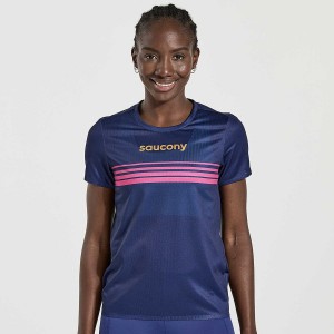 Navy Saucony Elite Short Sleeve Women's T Shirts | Philippines S91803-N60