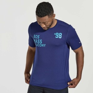 Navy Saucony Stopwatch Graphic Short Sleeve Men's T Shirts | Philippines S61982-E91