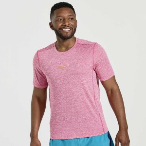 Pink Saucony Stopwatch Short Sleeve Men's T Shirts | Philippines S67903-R21