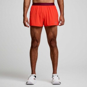 Red Saucony Outpace 2.5" Split Men's Shorts | Philippines S35972-X68