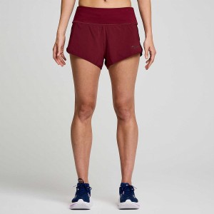 Red Saucony Outpace 2.5" Split Women's Shorts | Philippines S65897-F09