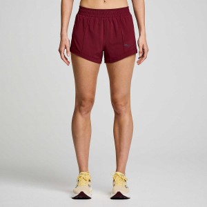 Red Saucony Outpace 3" Women's Shorts | Philippines S78634-Z41