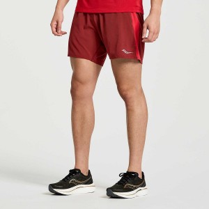 Red Saucony Outpace 5" Men's Shorts | Philippines S03159-B38