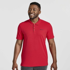 Red Saucony Polo Men's T Shirts | Philippines S70412-F26