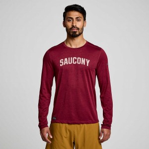 Red Saucony Stopwatch Graphic Long Sleeve Men's T Shirts | Philippines S91052-T43