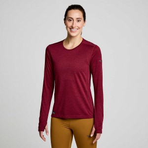 Red Saucony Stopwatch Long Sleeve Women's T Shirts | Philippines S43870-A82