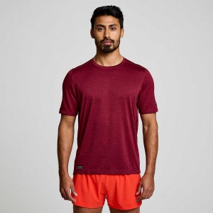 Red Saucony Stopwatch Short Sleeve Men's T Shirts | Philippines S02143-L46