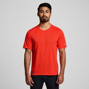 Red Saucony Stopwatch Short Sleeve Men's T Shirts | Philippines S51963-W16