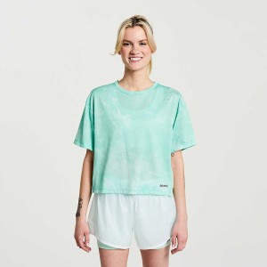 Turquoise Saucony Elevate Short Sleeve Women's T Shirts | Philippines S81250-U67