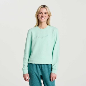 Turquoise Saucony Rested Crewneck Women's Sweatshirt | Philippines S64315-Q05